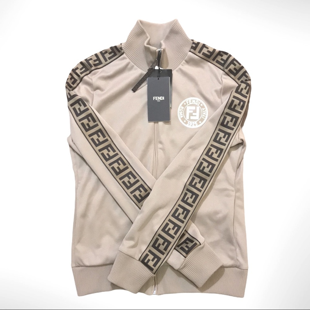 Fendi Jacquard Trim Jersey Track Jacket